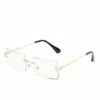 BF Lunettes De Soleil Rectangulaires Longues Sans Monture Pour Hommes Et Femmes Lunettes Carrées Sans Monture Anti-reflets