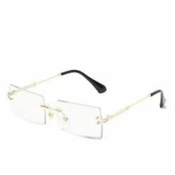 BF Lunettes De Soleil Rectangulaires Longues Sans Monture Pour Hommes Et Femmes Lunettes Carrées Sans Monture Anti-reflets