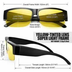 DONTODENT Lunettes De Conduite De Nuit Adaptées Aux Lunettes, Lunettes De Vision Nocturne Surdimensionnées Polarisées HD Pour Hommes Et Femmes -Promos Protection des yeux : lunettes et masque Magasin 65381397 3