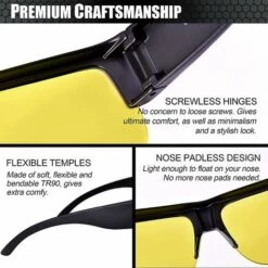 DONTODENT Lunettes De Conduite De Nuit Adaptées Aux Lunettes, Lunettes De Vision Nocturne Surdimensionnées Polarisées HD Pour Hommes Et Femmes -Promos Protection des yeux : lunettes et masque Magasin 65381397 5