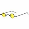 FUIENKO Mini Lunettes De Soleil Rondes Pour Hommes, Rétro, Monture Métallique, Petites, Rondes, Pour Conducteur, Accessoires De Voiture, Nouveau,yellow,CHINA