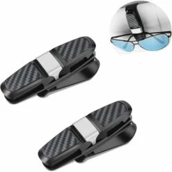 DONTODENT Porte Lunettes Pour Voiture,Lot De 2 Supports De Lunettes De Soleil Pour Voiture, Clip Rotatif à 180 ° Avec Clip Pour Cartes, Pour Pare-Soleil De Voiture