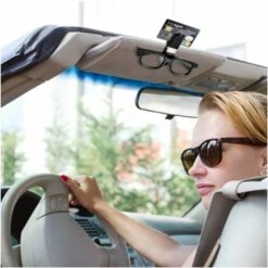 DONTODENT Porte Lunettes Pour Voiture,Lot De 2 Supports De Lunettes De Soleil Pour Voiture, Clip Rotatif à 180 ° Avec Clip Pour Cartes, Pour Pare-Soleil De Voiture -Promos Protection des yeux : lunettes et masque Magasin 65601005 5