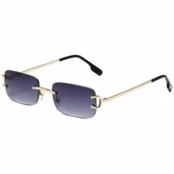 DONTODENT Wekity Vintage Sans Monture Rectangle Lunettes De Soleil Verres Teintés Or Métal Lunettes Sans Cadre Lunettes De Soleil Pour Femmes Hommes