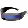 DONTODENT 80s Futuristic Visor Cyber Sunglasses Hommes Femmes Futuristic Punk Style Cosplay B2740 Black - Blue Mirror Stripe