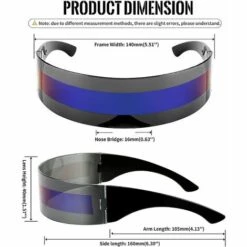 DONTODENT 80s Futuristic Visor Cyber Sunglasses Hommes Femmes Futuristic Punk Style Cosplay B2740 Black - Blue Mirror Stripe -Promos Protection des yeux : lunettes et masque Magasin 65601502 3