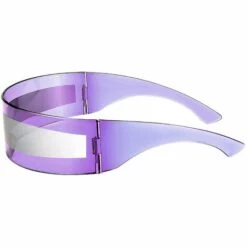 DONTODENT 80s Futuristic Visor Cyber Sunglasses Hommes Femmes Futuristic Punk Style Cosplay B2740 Violet - Silver Stripes -Promos Protection des yeux : lunettes et masque Magasin 65601597 3