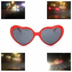 LTS FAFA 1 Pièce Rouge Coeur Forme Diffraction Réseau Fête Rave Lunettes Lentille Verre Piste Lumière Spectacle Feux D'artifice Réfraction Laser Lunettes Rouge -Promos Protection des yeux : lunettes et masque Magasin 65747311 5