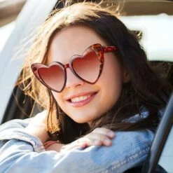 BAICCCF Lunettes De Protection Léopard Marron - 9 Paires De Lunettes De Soleil En Forme De Coeur Vintage Coeur Lunettes De Soleil Femmes Rétro Lunettes Pour Faire Du Shopping Voyage Accessoires De Fête - Marron Léopard -Promos Protection des yeux : lunettes et masque Magasin 65748221 3