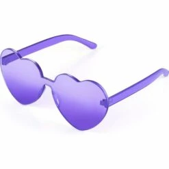 BAICCCF Lunettes De Protection Transparent Violet - Lunettes De Soleil En Forme De Cœur Lunettes De Soleil De Fête Couleur Bonbon Amour Lunettes De Soleil En Forme De Cœur - Violet Transparent