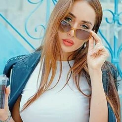 BAICCCF Lunettes De Protection Dégradé Marron - 1 Pièces Lunettes De Soleil Carrées Polarisées Cadre Brillant Composite étincelant Et étui à Lunettes Carré - Marron Dégradé -Promos Protection des yeux : lunettes et masque Magasin 65748401 4