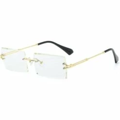 BAICCCF Lunettes De Protection Lunettes De Soleil Rectangle Sans Monture Pour Femmes/hommes Lunettes De Cadre En Métal Ultralégers Mode Carré Uv400 Lunettes Unisexe