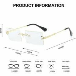 BAICCCF Lunettes De Protection Lunettes De Soleil Rectangle Sans Monture Pour Femmes/hommes Lunettes De Cadre En Métal Ultralégers Mode Carré Uv400 Lunettes Unisexe -Promos Protection des yeux : lunettes et masque Magasin 65748455 3