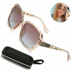 BAICCCF Lunettes De Protection Lunettes De Soleil Carrées Polarisées Monture Brillante Et étui à Lunettes Carré