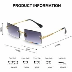 BAICCCF Lunettes De Protection Lunettes De Soleil Carrées à Monture Ultra-petite Pour Femmes Voir à Travers La Lentille Sans Monture -Promos Protection des yeux : lunettes et masque Magasin 65748564 3