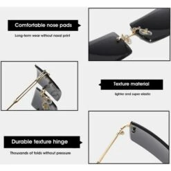 BAICCCF Lunettes De Protection Lunettes De Soleil Carrées à Monture Ultra-petite Pour Femmes Voir à Travers La Lentille Sans Monture -Promos Protection des yeux : lunettes et masque Magasin 65748564 4