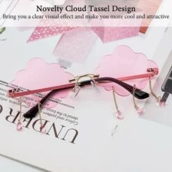 BAICCCF Lunettes De Protection Bleu Clair Rose - 2 Pièces - Lunettes De Soleil En Forme De Nuages De Pompon Sans Monture Hommes Femmes 90 S Lunettes De Soleil Disco - Bleu Clair Rose -Promos Protection des yeux : lunettes et masque Magasin 65748567 5