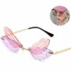 BAICCCF Lunettes De Protection Lunettes De Soleil En Forme D'aile De Libellule Pour Femmes/hommes Lunettes Irrégulières Sans Cadre Nuances Lunettes De Soleil De Fête.