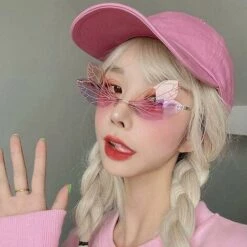 BAICCCF Lunettes De Protection Lunettes De Soleil En Forme D'aile De Libellule Pour Femmes/hommes Lunettes Irrégulières Sans Cadre Nuances Lunettes De Soleil De Fête. -Promos Protection des yeux : lunettes et masque Magasin 65748642 4