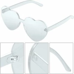BAICCCF Lunettes De Protection Lunettes De Soleil Transparentes En Forme De Cœur Lunettes De Soleil De Fête Couleur Bonbon Amour Lunettes De Soleil En Forme De Cœur - Dégager -Promos Protection des yeux : lunettes et masque Magasin 65748757 3