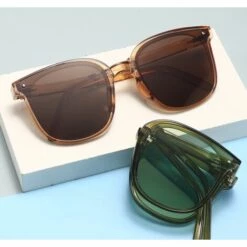 Lunettes De Soleil Rétro Littéraires Lunettes De Soleil Pliantes Lunettes Anti-UV (Penang Coconut Brown-PC Ordinary Film),HANBING -Promos Protection des yeux : lunettes et masque Magasin 65752269 2