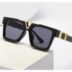 Lunettes De Soleil Carrées Lunettes De Soleil Pour Femme Lunettes Pour Homme (C1 Bright Black Grey),HANBING -Promos Protection des yeux : lunettes et masque Magasin 65752289 2