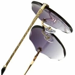 Lunettes De Soleil Sans Monture Lunettes De Soleil à La Mode Pour Femmes Big Frame Lunettes De Soleil Rondes Ins Pour Femmes (bordure Or Gris Clair),HANBING -Promos Protection des yeux : lunettes et masque Magasin 65752359 3