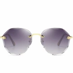 Lunettes De Soleil Sans Monture Lunettes De Soleil à La Mode Pour Femmes Big Frame Lunettes De Soleil Rondes Ins Pour Femmes (bordure Or Gris Clair),HANBING -Promos Protection des yeux : lunettes et masque Magasin 65752359 4
