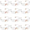 KAEJYIUT Lot De 12 Lunettes De Sécurité Transparentes - Lunettes De Protection Avec Verres En Plastique, Pont-de-Nez Et Embouts De Branches En Caoutchouc Pour Plus De Confort - Lunette Transparente PPE