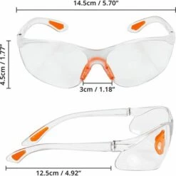 KAEJYIUT Lot De 12 Lunettes De Sécurité Transparentes - Lunettes De Protection Avec Verres En Plastique, Pont-de-Nez Et Embouts De Branches En Caoutchouc Pour Plus De Confort - Lunette Transparente PPE -Promos Protection des yeux : lunettes et masque Magasin 65822519 2