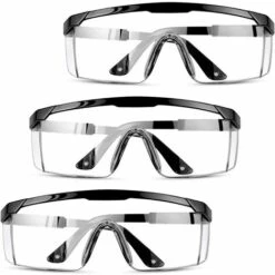 CADEAUX Lunettes De Sécurité De Plus De 5,3 '' Lunettes De Prescription Lunettes De Protection Des Yeux Lunettes De Protection Lunettes De Sécurité Transparentes Anti-buée/anti-rayures/éclaboussures Avec Tempe Réglable Pour Infirmière Hommes Femmes 3 PACK Noir