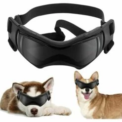 KAEJYIUT Lunettes Protection Pour Animaux, Lunettes Soleil Pour Chien, Lunettes Protection Chien Extérieures, Lunettes Chien De Solei, Mettre Anti-UV Lunettes De Soleil Pour Moyen/Grand Chien (Noir)