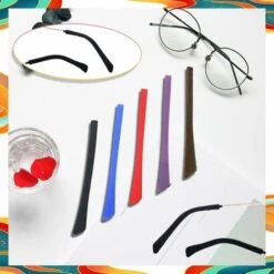 BAICCCF Lunettes De Protection 5 Bouchons En Verre, En Silicone, Antidérapants, Pour La Fatigue Des Lunettes De Soleil En Métal, 5 Couleurs