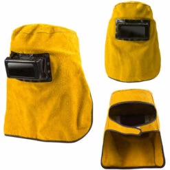 MINKUROW Casque De Soudeur En Cuir, Masque De Protection Avec Trou Respirant,Masque De Soudeur Avec Verre De Sécurité Avec Ecran Auto Assombrissement