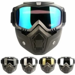 BF Masque De Lunettes De Motocross équitation Lunettes Rétro Tactiques Masque De Sable Et De Poussière Détachable Lunettes De Protection Argent