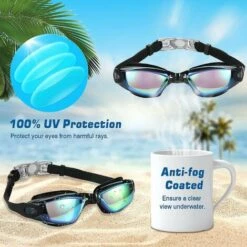 Cisea Lunettes De Natation, Lunettes De Natation En Silicone, Lunettes De Natation, Lunettes De Natation Pour Adultes, Lunettes De Natation Pour Enfants, Grand Angle Anti-buée Anti-uv étanche -Promos Protection des yeux : lunettes et masque Magasin 66079984 5