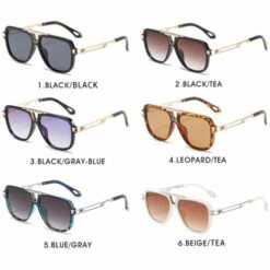 LUCKY-88 Lunettes De Soleil Carrées En Métal Lunettes De Soleil Pour Hommes Et Femmes Lunettes De Soleil Anti-UV (pièces De Thé Dégradées à Monture Beige) 7 LUCKY-88 Lunettes De Soleil Carrées En Métal Lunettes De Soleil Pour Hommes Et Femmes Lunettes De Soleil Anti-UV (pièces De Thé Dégradées à Monture Beige) -Promos Protection des yeux : lunettes et masque Magasin 66097171 4