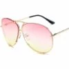 LUCKY-88 Lunettes De Soleil Mode Lunettes Rétro Hommes Et Femmes Couples Lunettes De Soleil Européennes Et Américaines à Grande Monture (cadre Doré C5 Sur Rose Et Jaune)