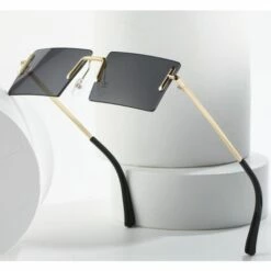 LUCKY-88 Lunettes De Soleil Rectangulaires Longues Sans Monture Pour Hommes Et Femmes Lunettes Carrées Sans Monture Anti-reflets -Promos Protection des yeux : lunettes et masque Magasin 66097335 3