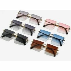 LUCKY-88 Lunettes De Soleil Rectangulaires Longues Sans Monture Pour Hommes Et Femmes Lunettes Carrées Sans Monture Anti-reflets -Promos Protection des yeux : lunettes et masque Magasin 66097335 4