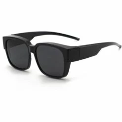 LUCKY-88 Myopie Miroirs Lunettes De Soleil Miroirs De Conduite Un Miroir Lunettes De Soleil Portables Myopie à Double Usage (film Gris Cadre Noir Brillant)