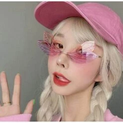 LUCKY-88 Lunettes De Soleil Libellule Dégradées Lunettes De Soleil De Personnalité Européennes Et Américaines Street Shoot Lunettes De Soleil Tendance Tendance (violet Et Rose) -Promos Protection des yeux : lunettes et masque Magasin 66097434 4