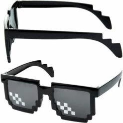 3 Pack Lunettes De Soleil Thug Life, MLG Pixelated Lunettes De Soleil, Lunettes De Soleil Hommes Femmes En Verre 8 Bits Pixel Mosaic Props Unisexe Lunettes De Soleil,Adélala -Promos Protection des yeux : lunettes et masque Magasin 66377873 5
