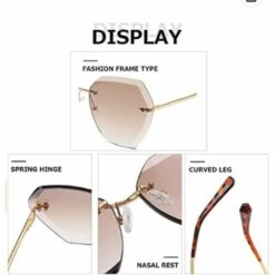 Lunettes De Soleil Pour Femmes Lentilles De Découpe Diamantées Non-cerclées Classiques,Adélala -Promos Protection des yeux : lunettes et masque Magasin 66379793 3