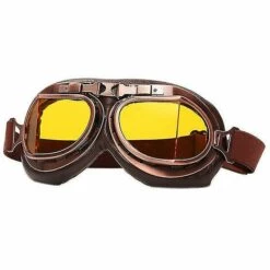BENOBBY KIDS Lunettes De Moto Vintage, Lunettes De Motocross VTT, Lentille Jaune à Cadre En Cuivre