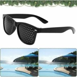 Ensoleillé Lot De 2 Lunettes à Sténopé Pour Améliorer La Vue Lunettes De Vue Noires Unisexes Pour L'amélioration De La Vue_ (achat à Prix Coûtant) -Promos Protection des yeux : lunettes et masque Magasin 66718919 3