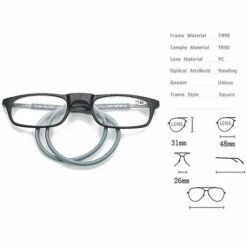 DONTODENT Lunettes De Lecture Lunettes De Lecture Funky à Col Suspendu à Absorption Magnétique Tr De Haute Qualité - Gris Grossissement 3,25 -Promos Protection des yeux : lunettes et masque Magasin 66750788 5