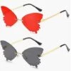 HABIENTôT Femmes Papillon Lunettes Soleil,Oi-FRIS 2 Pièces Irréguliers Papillon Lunettes Soleil, Papillon Lunettes Soleil, Mode Sans Cadre Lunettes, Pour Femmes Hommes Sports De Plein Air Conduite Plage Rencontre