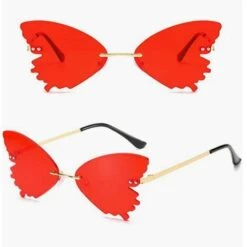 HABIENTôT Femmes Papillon Lunettes Soleil,Oi-FRIS 2 Pièces Irréguliers Papillon Lunettes Soleil, Papillon Lunettes Soleil, Mode Sans Cadre Lunettes, Pour Femmes Hommes Sports De Plein Air Conduite Plage Rencontre -Promos Protection des yeux : lunettes et masque Magasin 67256820 4
