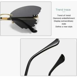 HABIENTôT Femmes Papillon Lunettes Soleil,Oi-FRIS 2 Pièces Irréguliers Papillon Lunettes Soleil, Papillon Lunettes Soleil, Mode Sans Cadre Lunettes, Pour Femmes Hommes Sports De Plein Air Conduite Plage Rencontre -Promos Protection des yeux : lunettes et masque Magasin 67256820 5